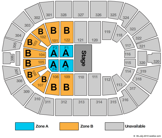 BOK Center Yo Gabba Zone Seating Chart